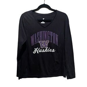 UW University of Washington Huskies Women’s V Neck shirt Black Size Medium